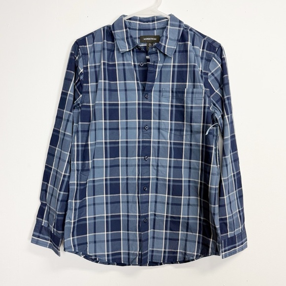 NEW Nordstrom Button Up Long Sleeve Dress Shirt Boys 14 16 XL Blue NWOT - Picture 1 of 8